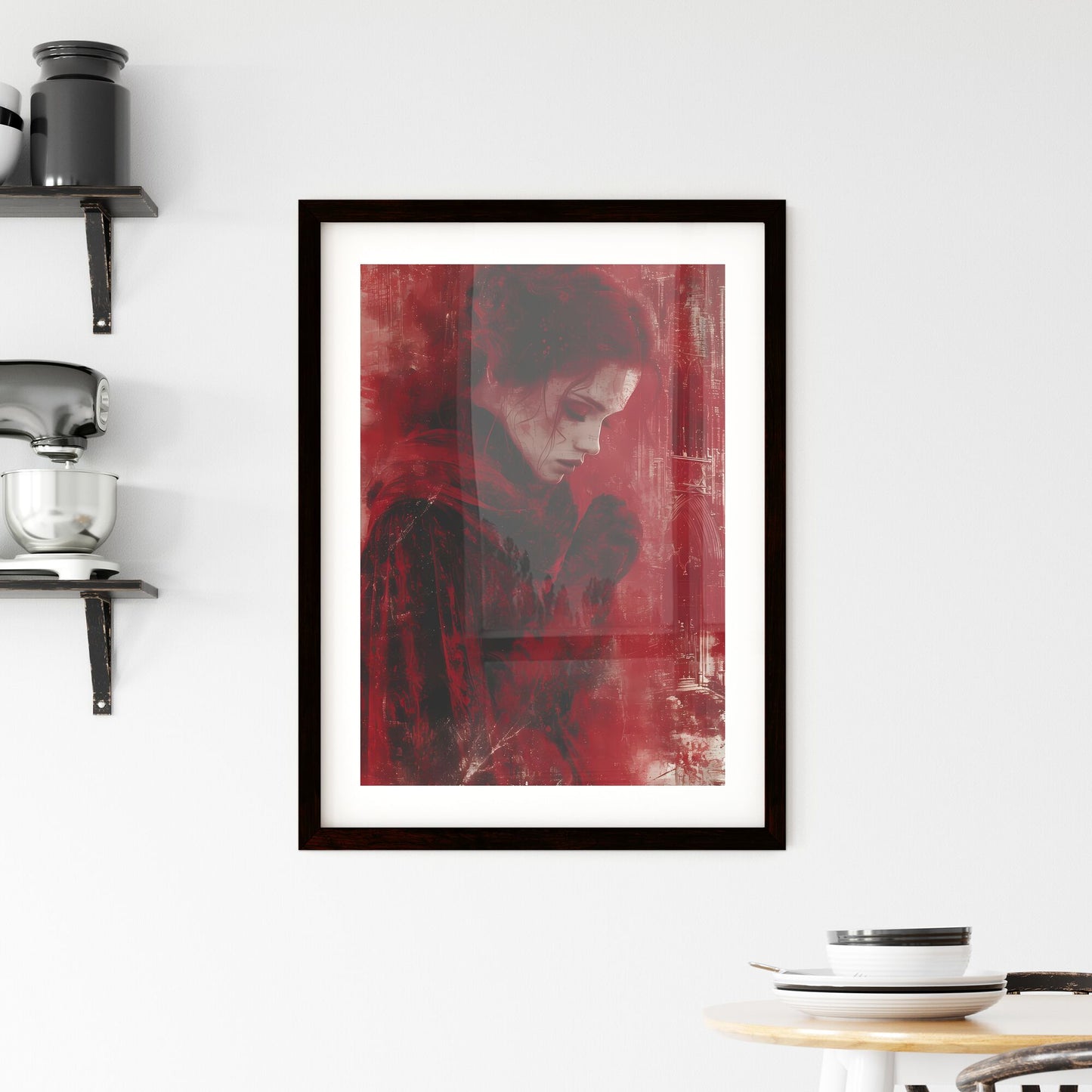 Being delusional, double exposure - Art print of a woman in a red robe Default Title