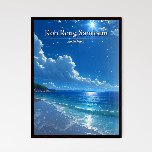 Koh Rong Samloem Beach - Art print of a beach with a sandy beach and blue sky with clouds Default Title