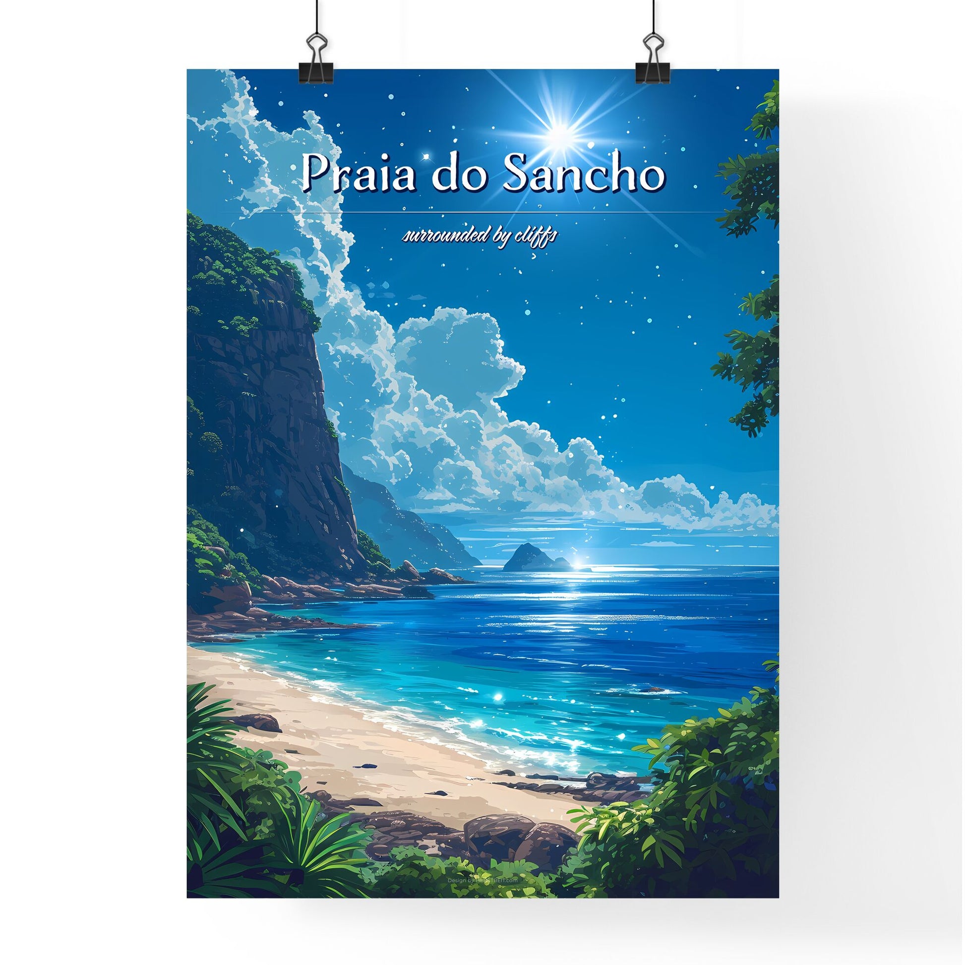 Praia do Sancho Beach - Art print of a couple of cats wearing hoodies and sunglasses Default Title