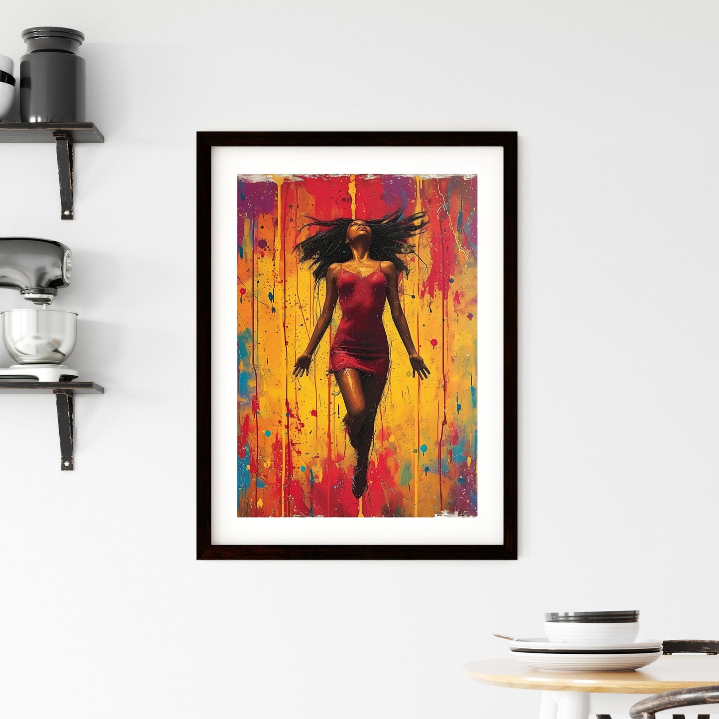 Poster of a pin up with white background - Art print of a street with tables and umbrellas Default Title