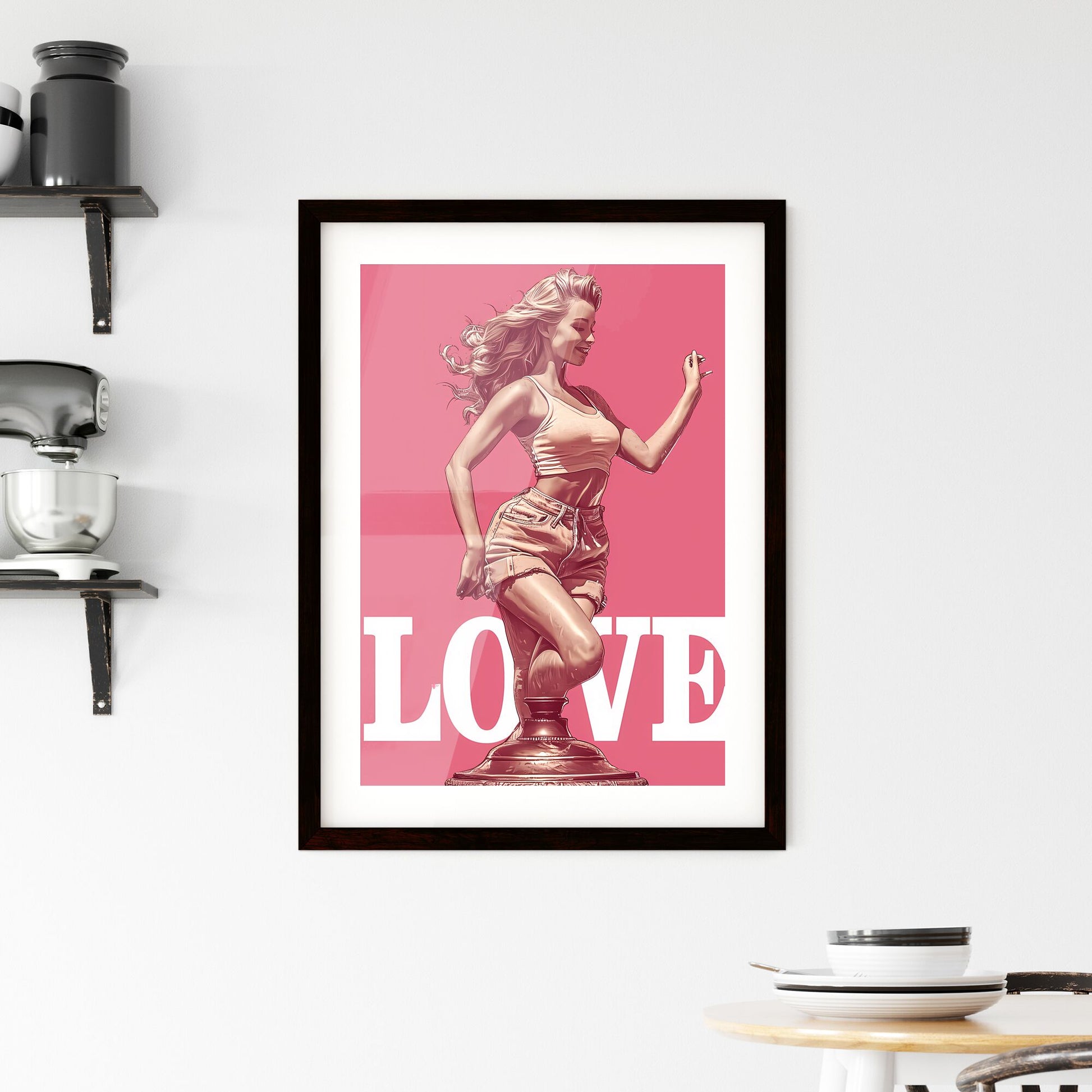 LOVE isolated - Art print of a woman in a dress holding a motorcycle Default Title