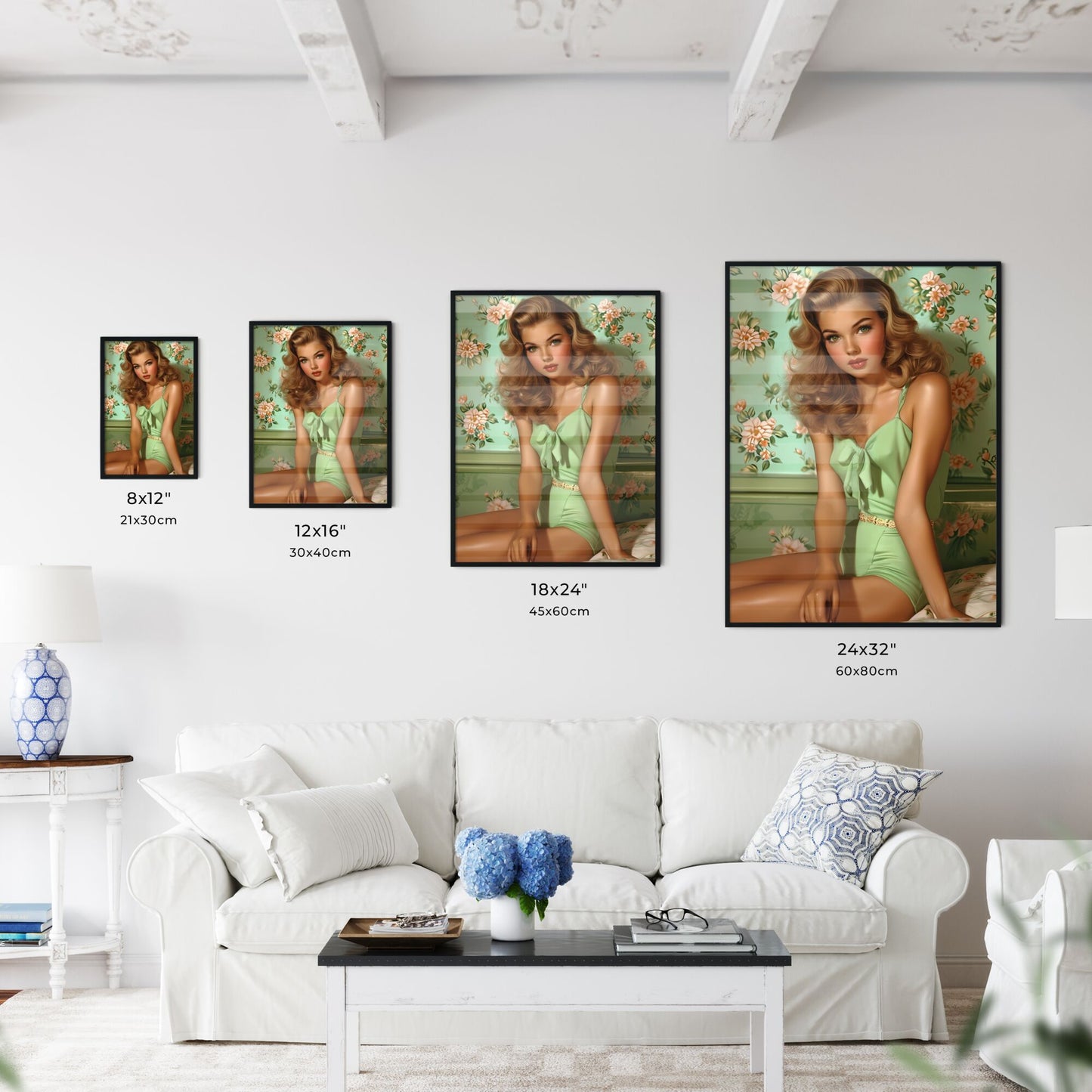 Uncommon pin up girl illustration - Art print of a girl standing in a field with her arms up Default Title