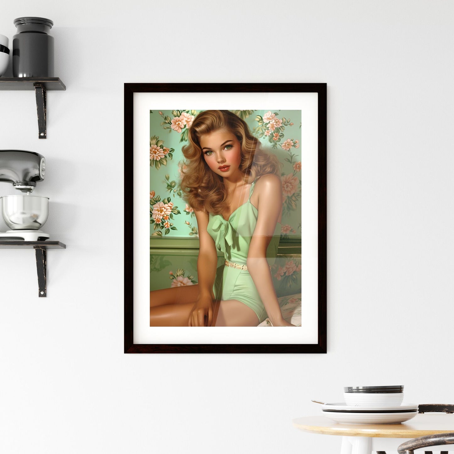 Uncommon pin up girl illustration - Art print of a girl standing in a field with her arms up Default Title