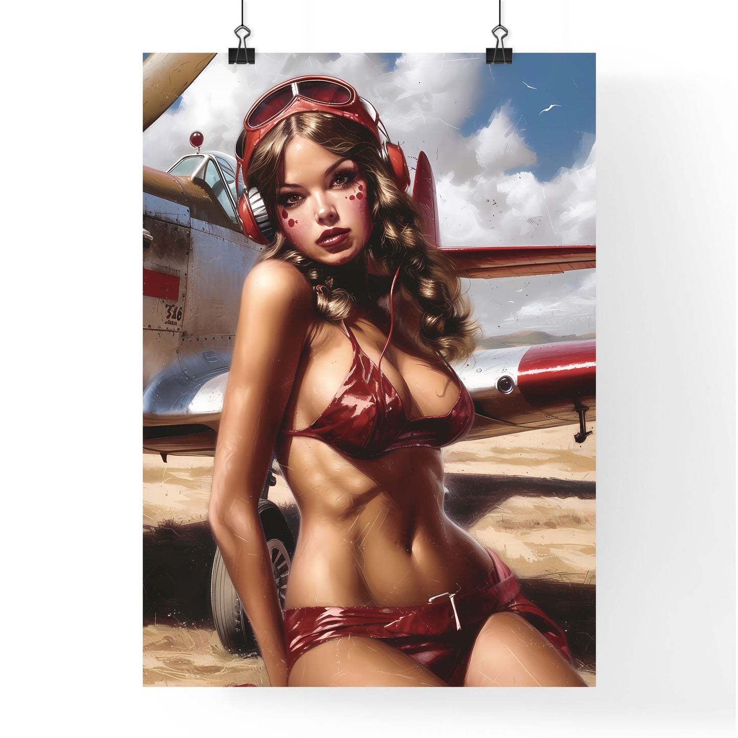 Uncommon pin up girl illustration, full body character, high resolution - Art print of a man in a boat on a lake Default Title