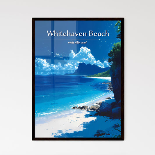 Whitehaven Beach - Art print of a landscape of a lake with houses and mountains Default Title