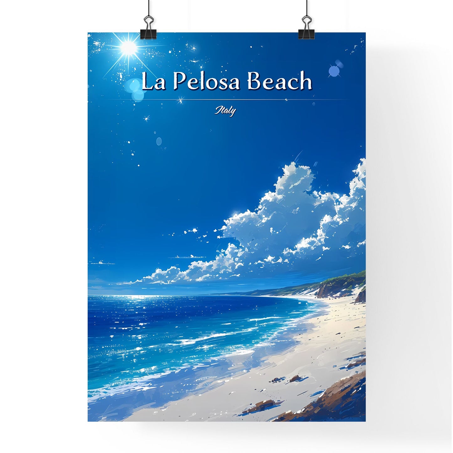 La Pelosa Beach, Italy - Art print of a woman in lingerie posing for a picture Default Title