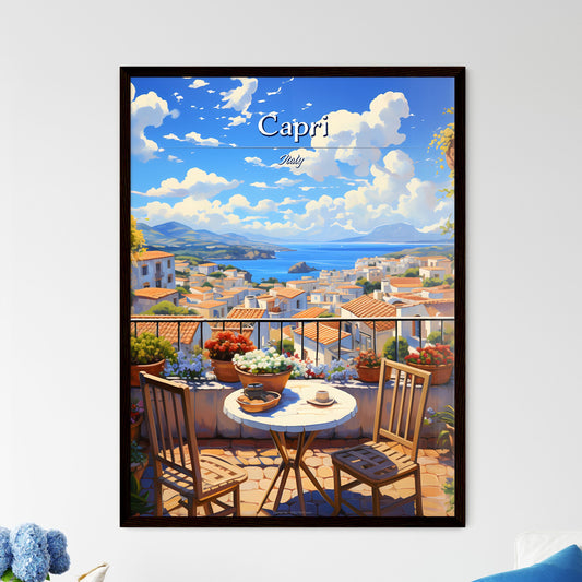 On the roofs of Capri, Italy - Art print of a colorful lines on a black background Default Title