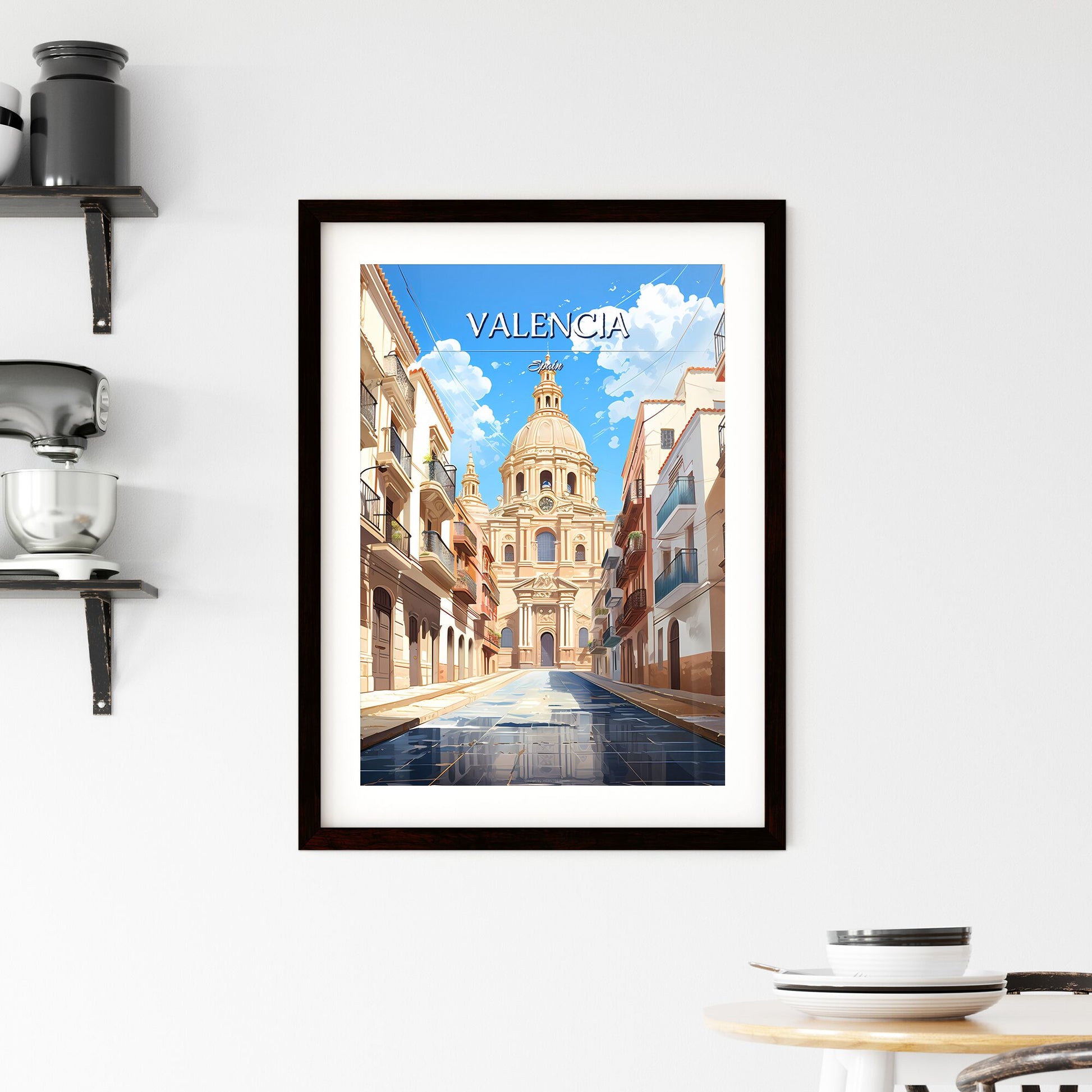 Valencia, Spain - Art print of a black and white liquid with gold streaks Default Title