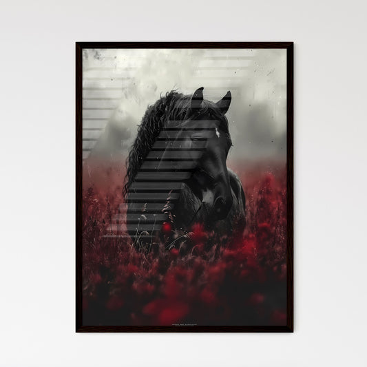 A vintage painting featuring a wild black horse - Art print of a painting of a vineyard Default Title