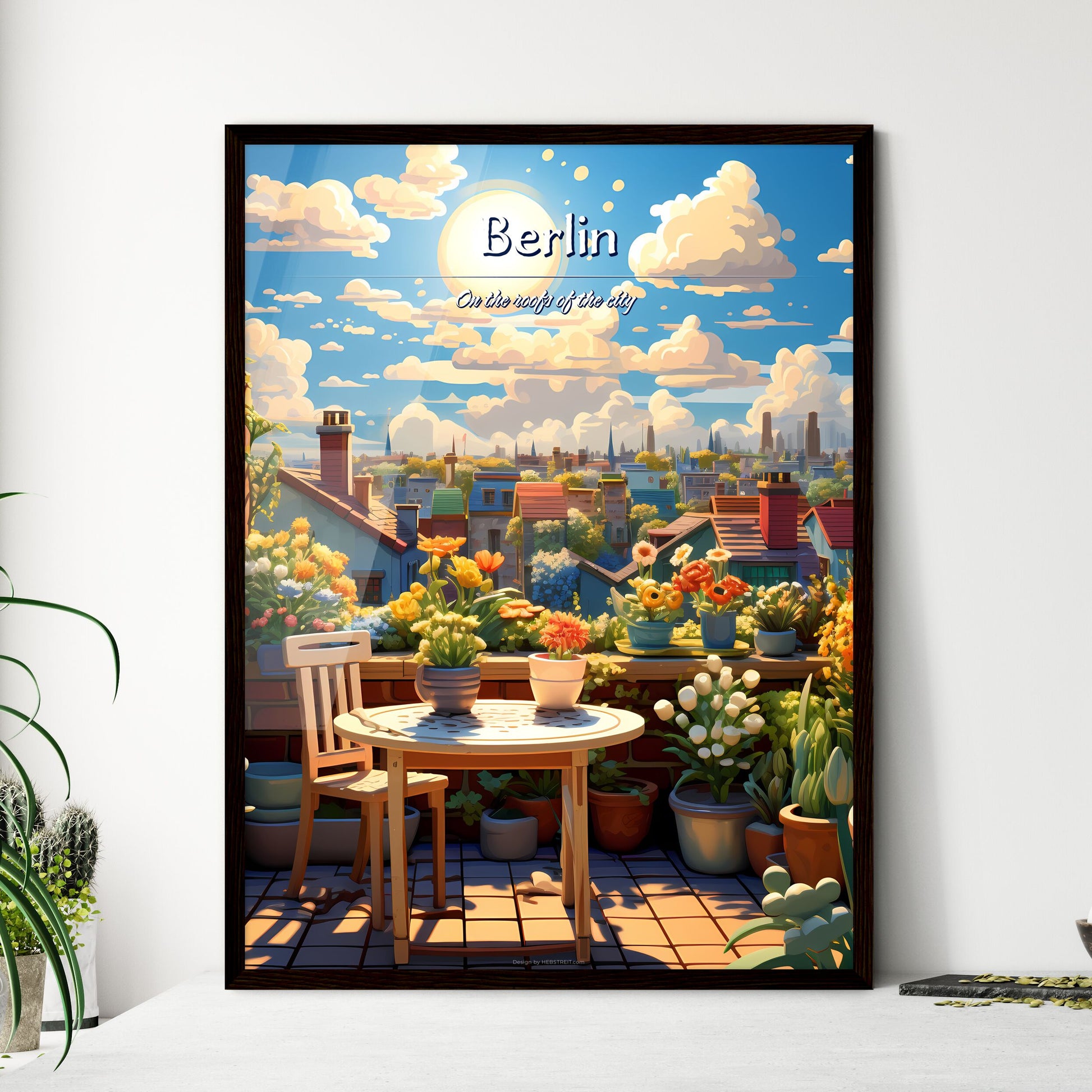 On the roofs of Berlin - Art print of a woman in a red dress Default Title