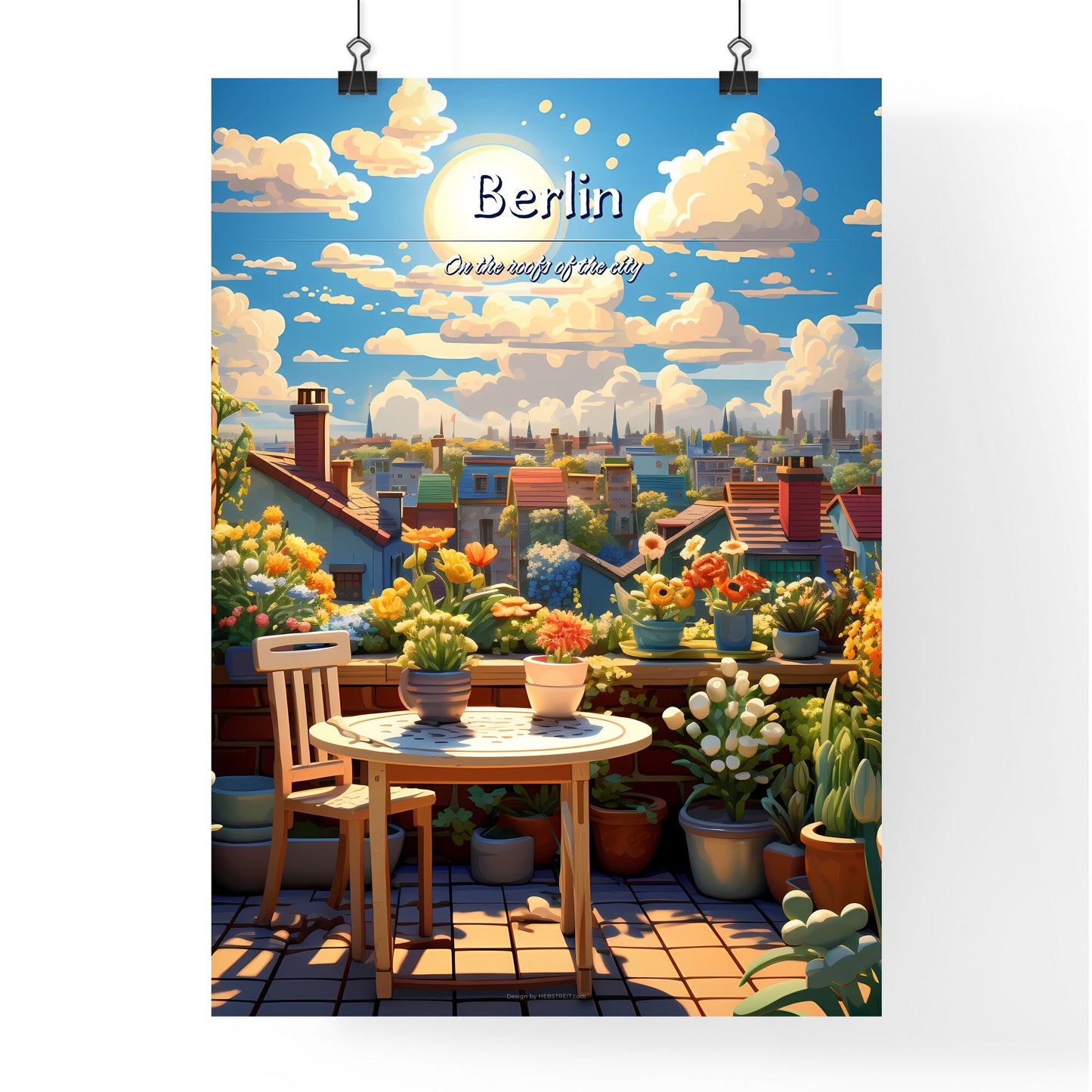 On the roofs of Berlin - Art print of a woman in a red dress Default Title