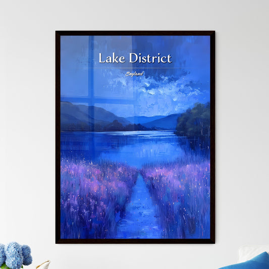 Lake District, England - Art print of a painting of a town with a pink cloud in the sky Default Title