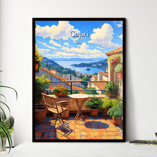 On the roofs of Capri, Italy - Art print of a church with a steeple and trees Default Title