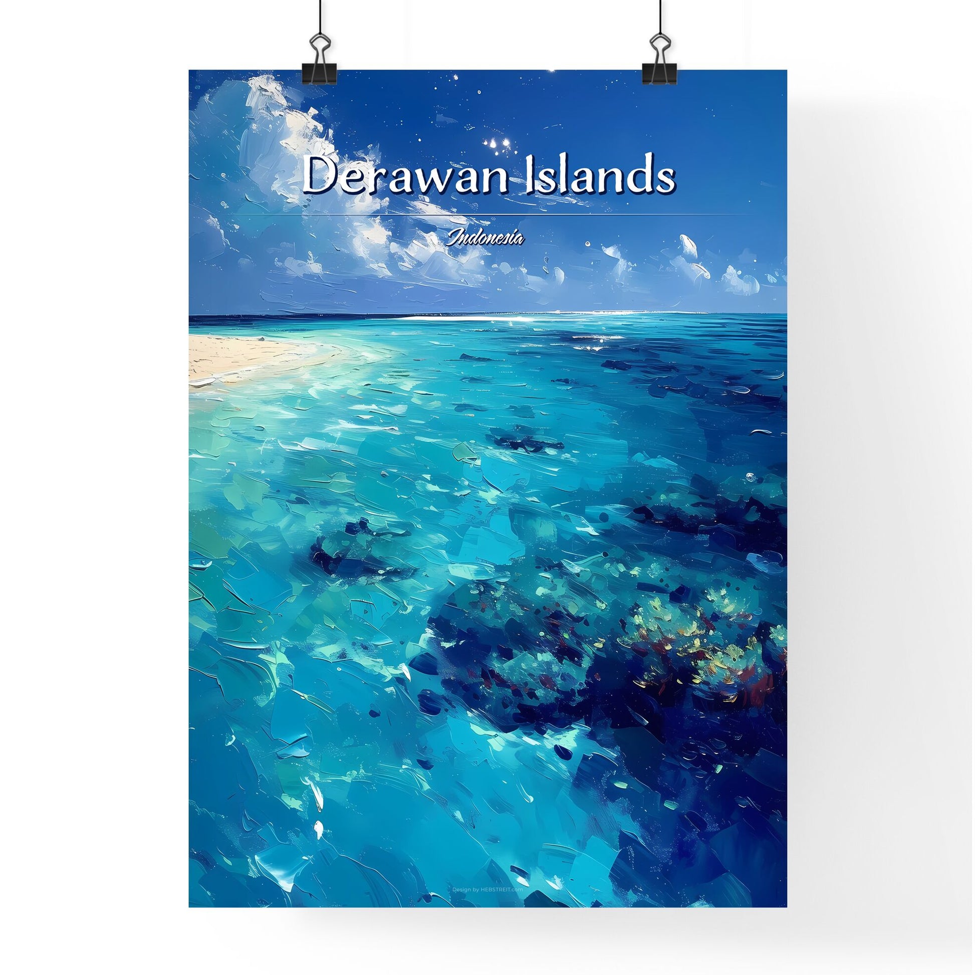 Derawan Islands, Indonesia - Art print of a castle on a hill surrounded by water Default Title