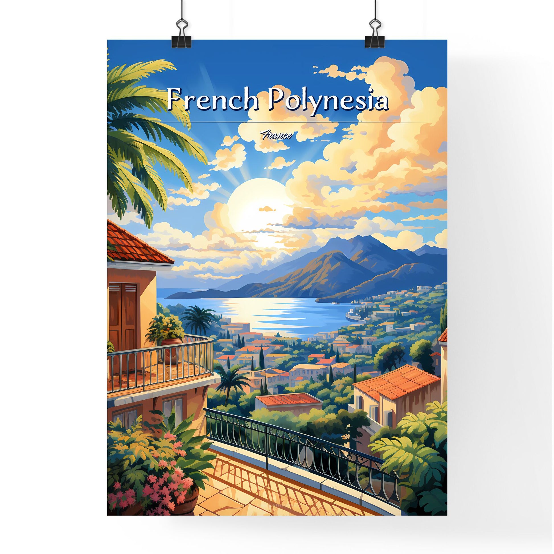 On the roofs of French Polynesia, France - Art print of a man holding a gun in front of a door Default Title