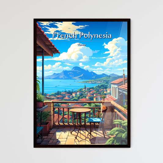 On the roofs of French Polynesia, France - Art print of a colorful city street with stairs and buildings Default Title