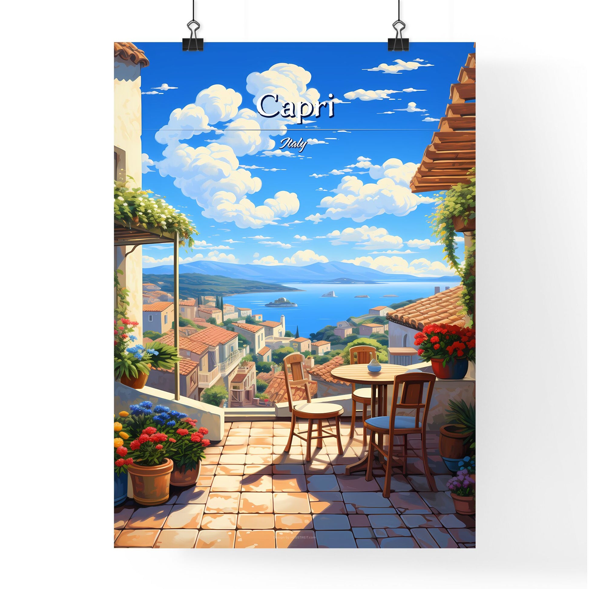 On the roofs of Capri, Italy - Art print of a couple of women in jeans Default Title