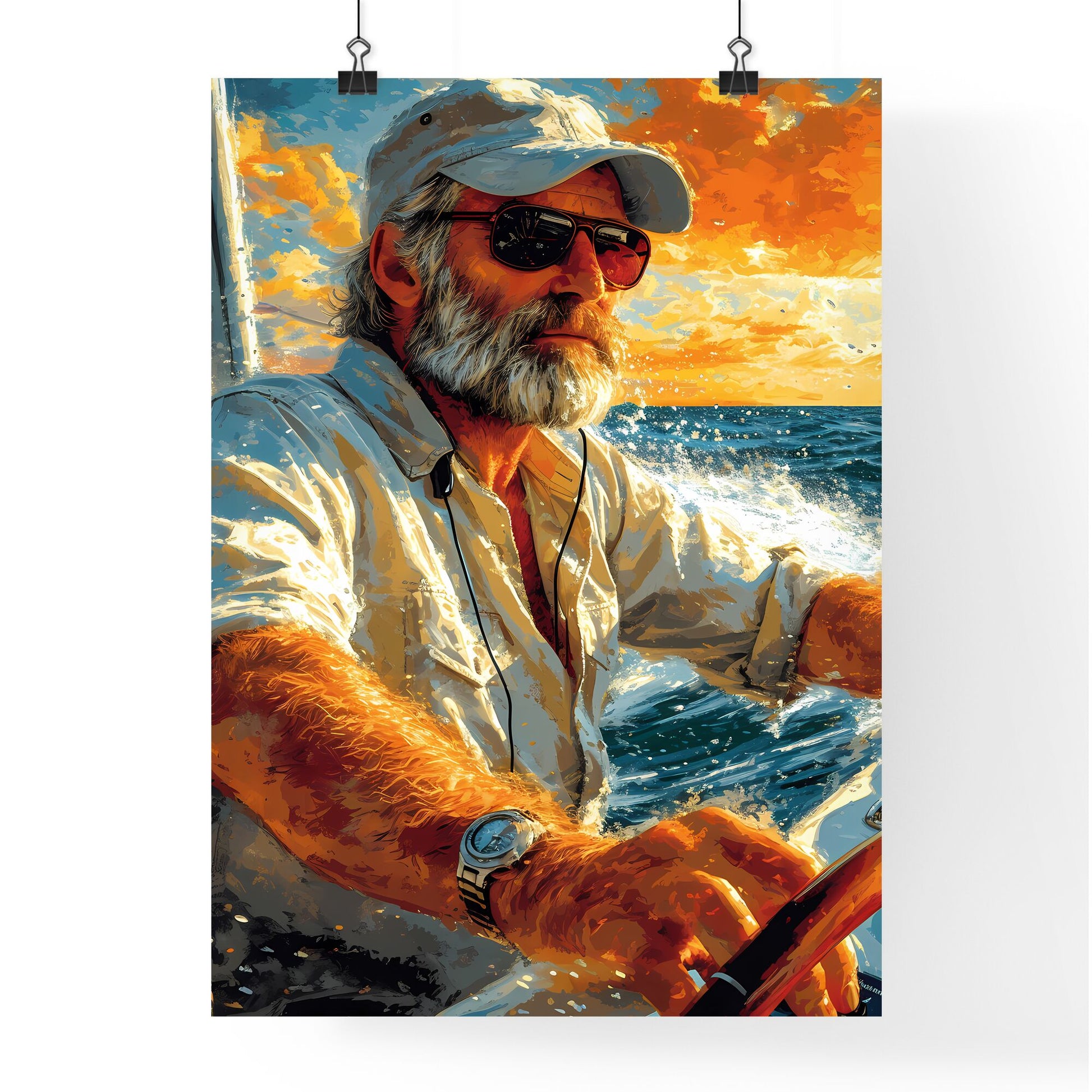 A TRENDY young GAMER - Art print of a man driving a boat Default Title