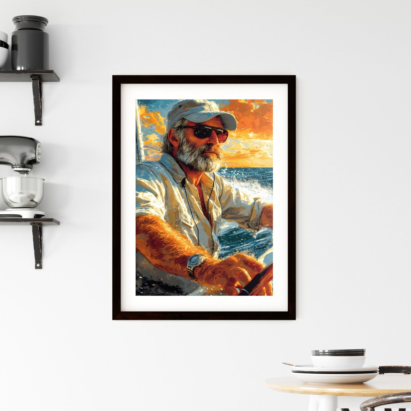 A TRENDY young GAMER - Art print of a man driving a boat Default Title