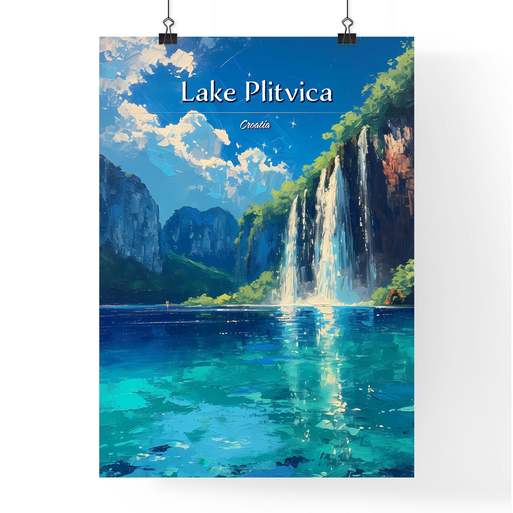 Lake Plitvica, Croatia - Art print of a waterfall in a body of water Default Title