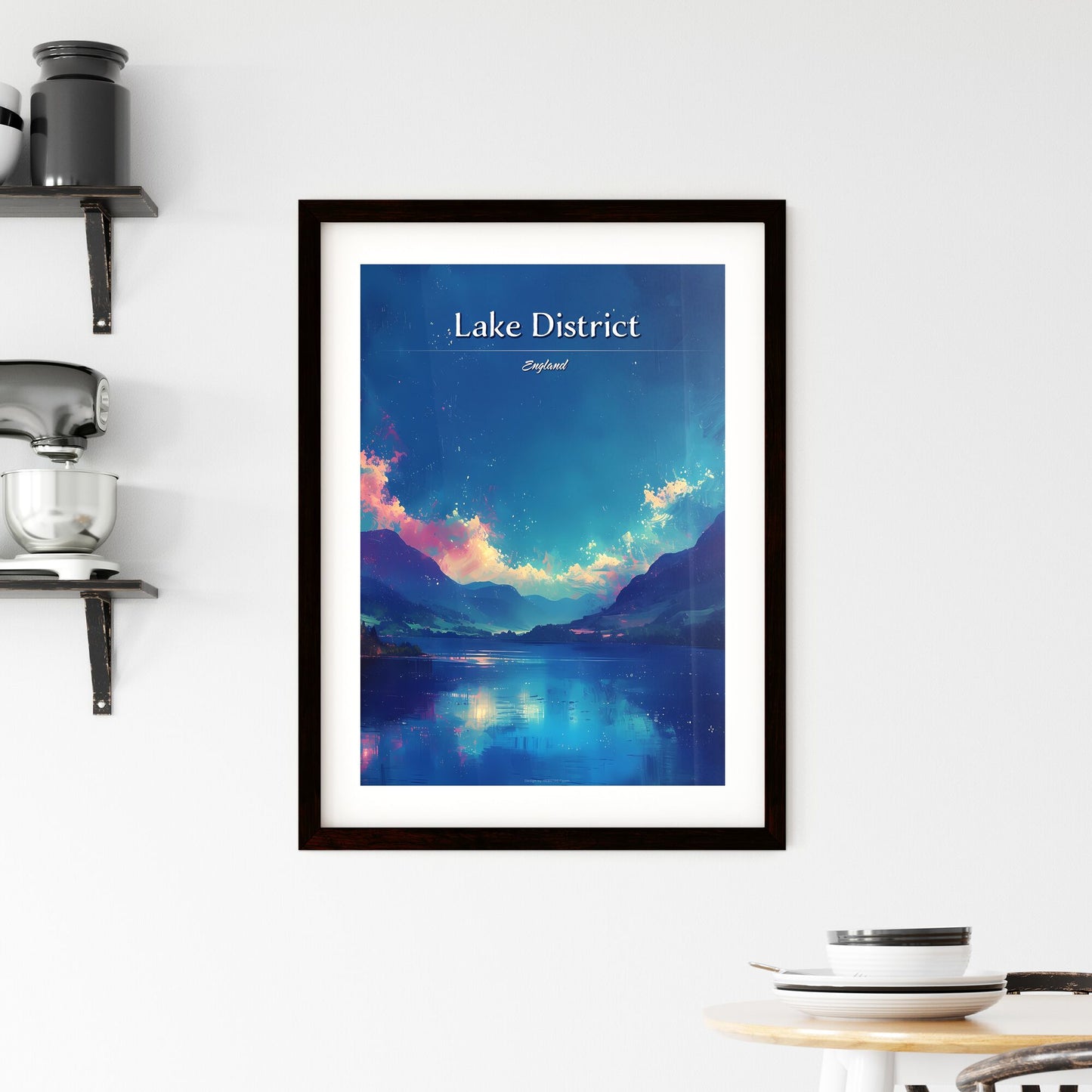 Lake District, England - Art print of a lake with mountains and clouds Default Title