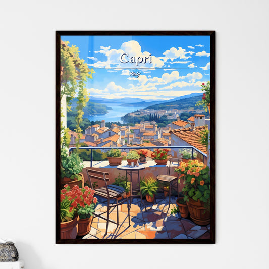 On the roofs of Capri, Italy - Art print of a balcony with a view of a city and a body of water Default Title