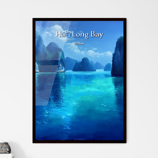 Hạ Long Bay, Vietnam - Art print of a blue water with mountains and blue sky Default Title