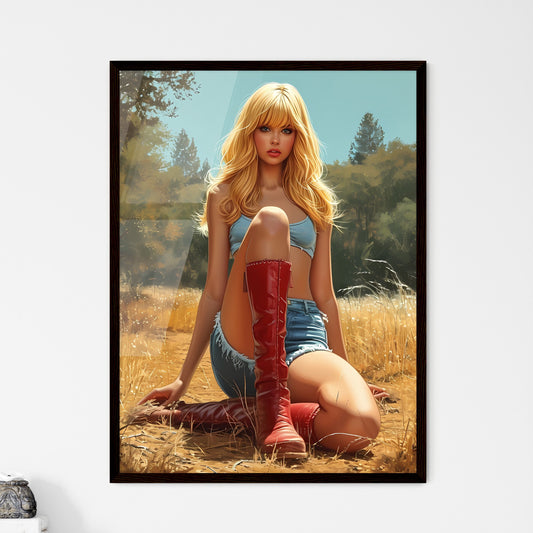 1959 pin up girl - Art print of a woman sitting in a field Default Title
