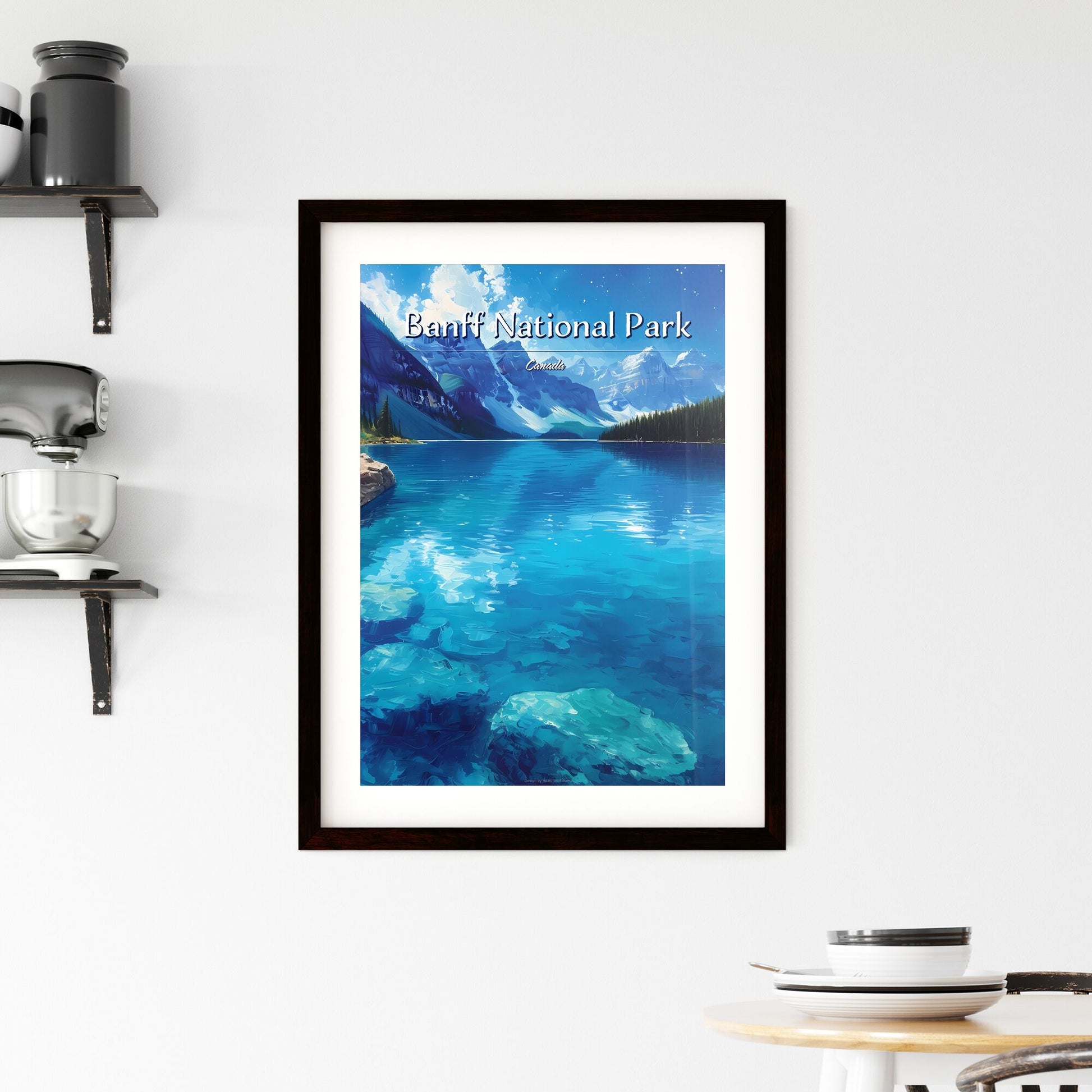 Banff National Park, Canada - Art print of a blue lake with trees and mountains in the background Default Title