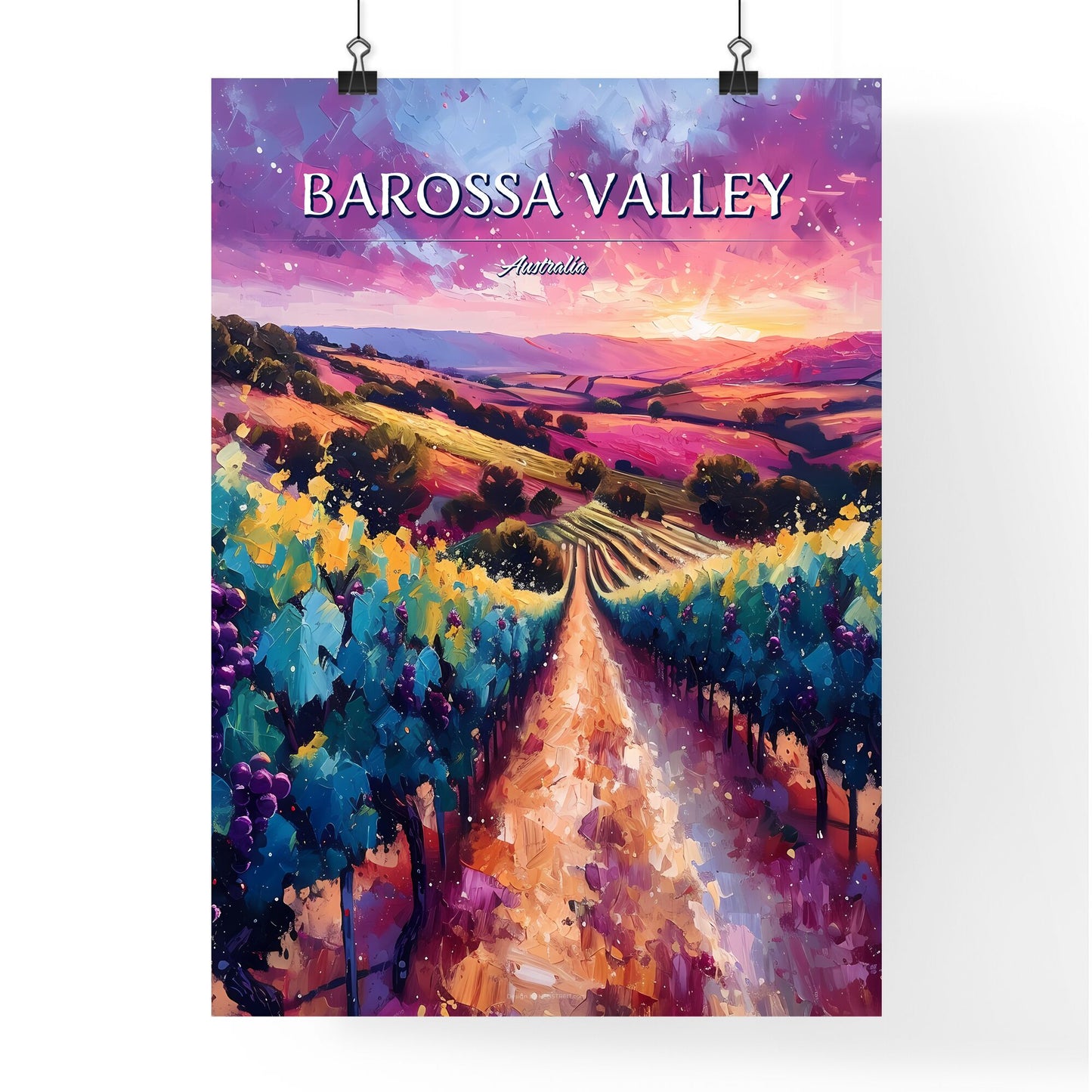 Barossa Valley, Australia - Art print of a painting of a vineyard Default Title
