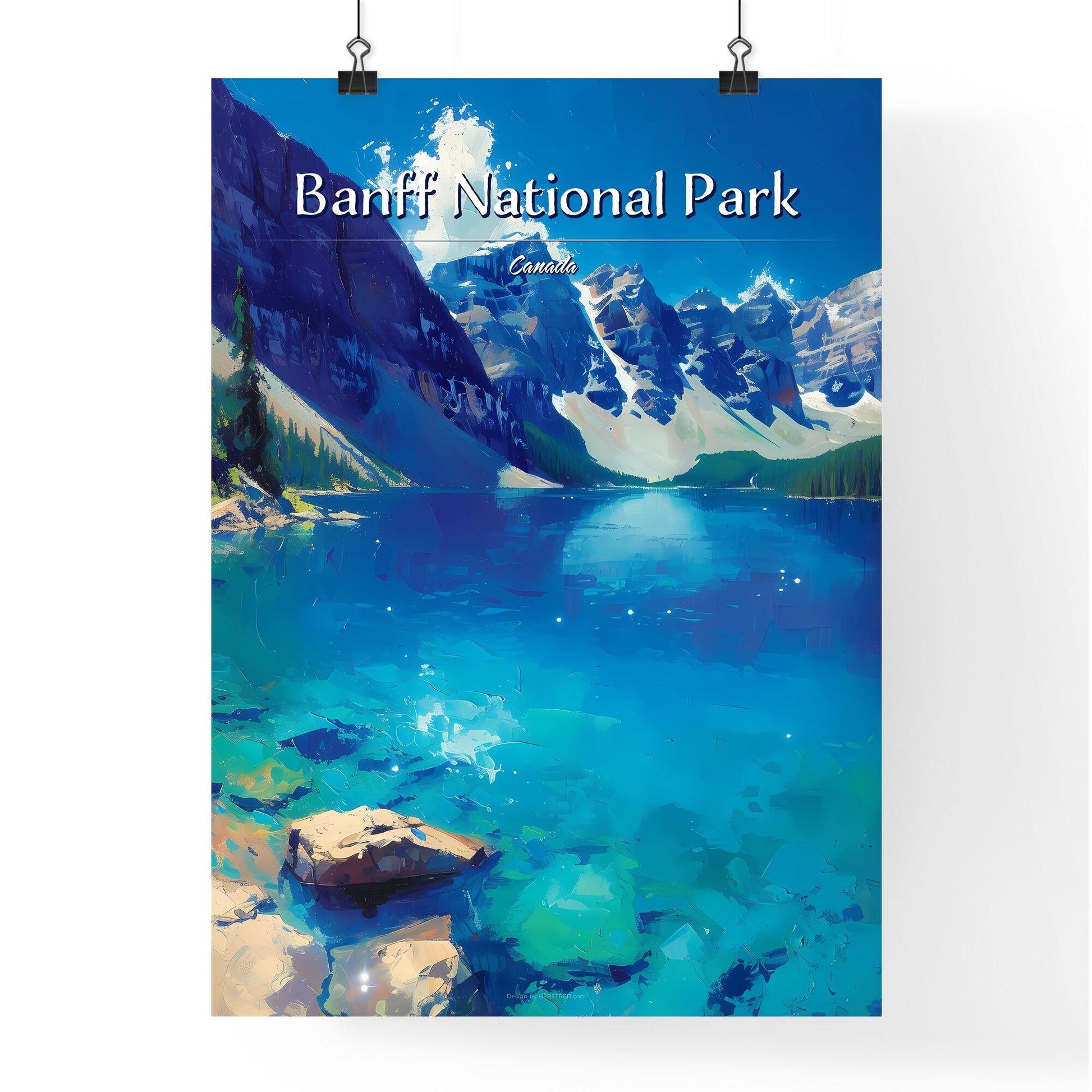 Banff National Park, Canada - Art print of a lake with mountains in the background Default Title