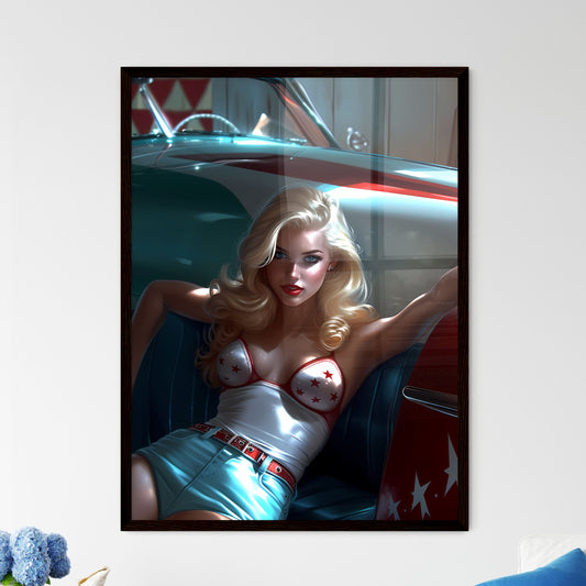 Pin up art TopEngineering Student from Cal Tech - Art print of a woman sitting in a car Default Title