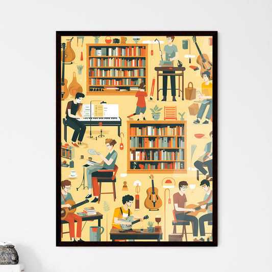 Travelling hobby poster, simple, layout, airportcore - Art print of a collage of people playing music Default Title