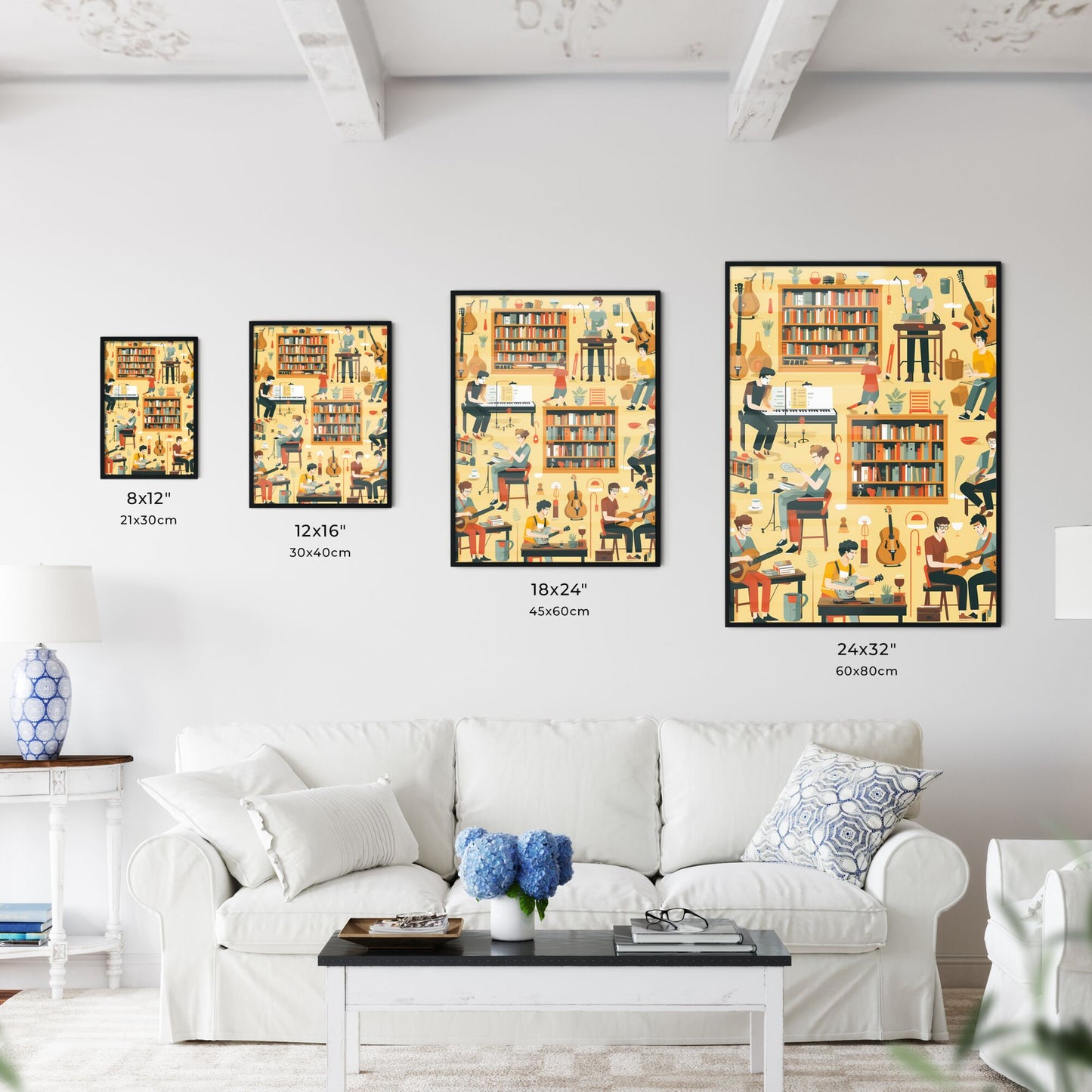 Travelling hobby poster, simple, layout, airportcore - Art print of a collage of people playing music Default Title