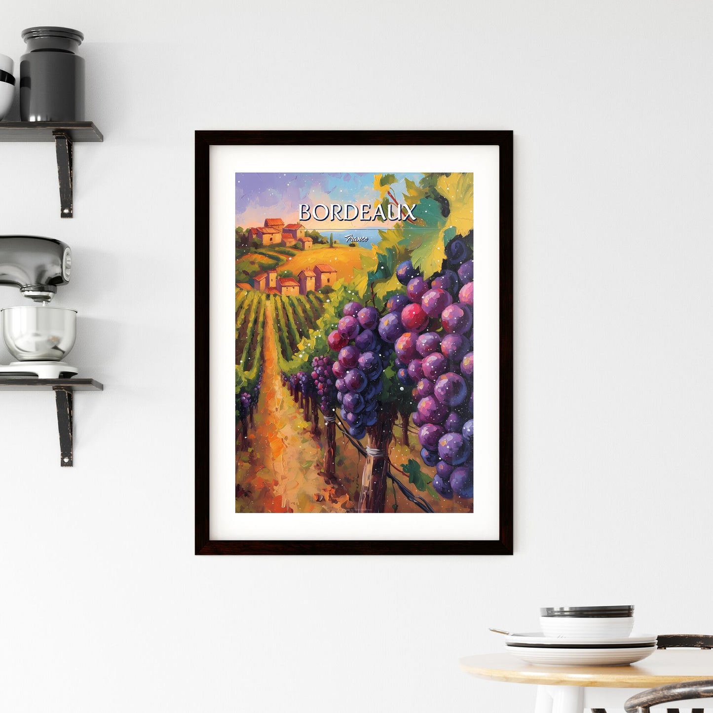 Bordeaux, France, Renowned for its red blends - Art print of a painting of a vineyard Default Title
