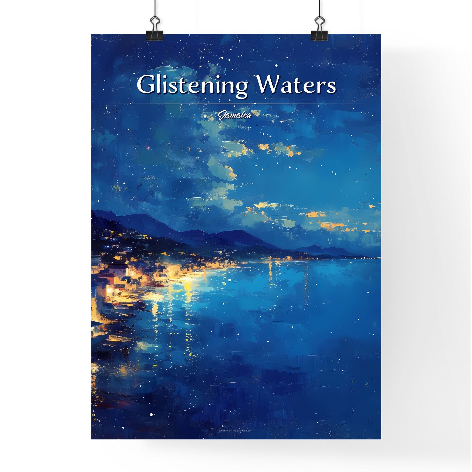 Glistening Waters Luminous Lagoon, Jamaica - Art print of a city on the water Default Title
