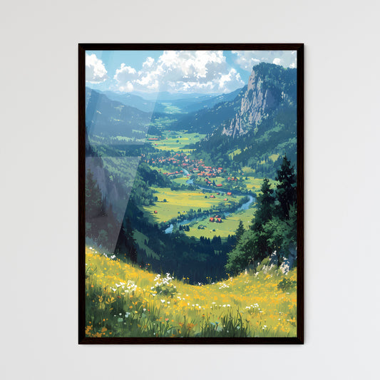 A landscape of the German countryside - Art print of a valley with a river and mountains Default Title