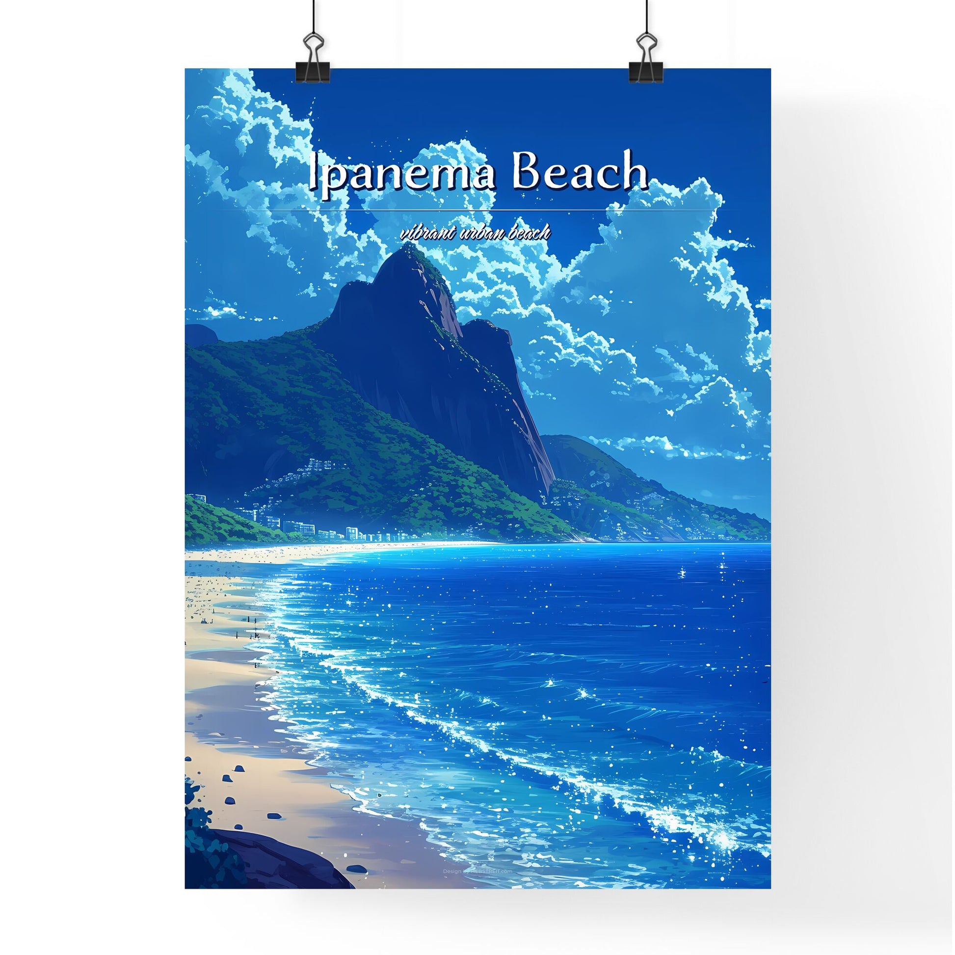 Ipanema Beach - Art print of a beach with mountains in the background Default Title