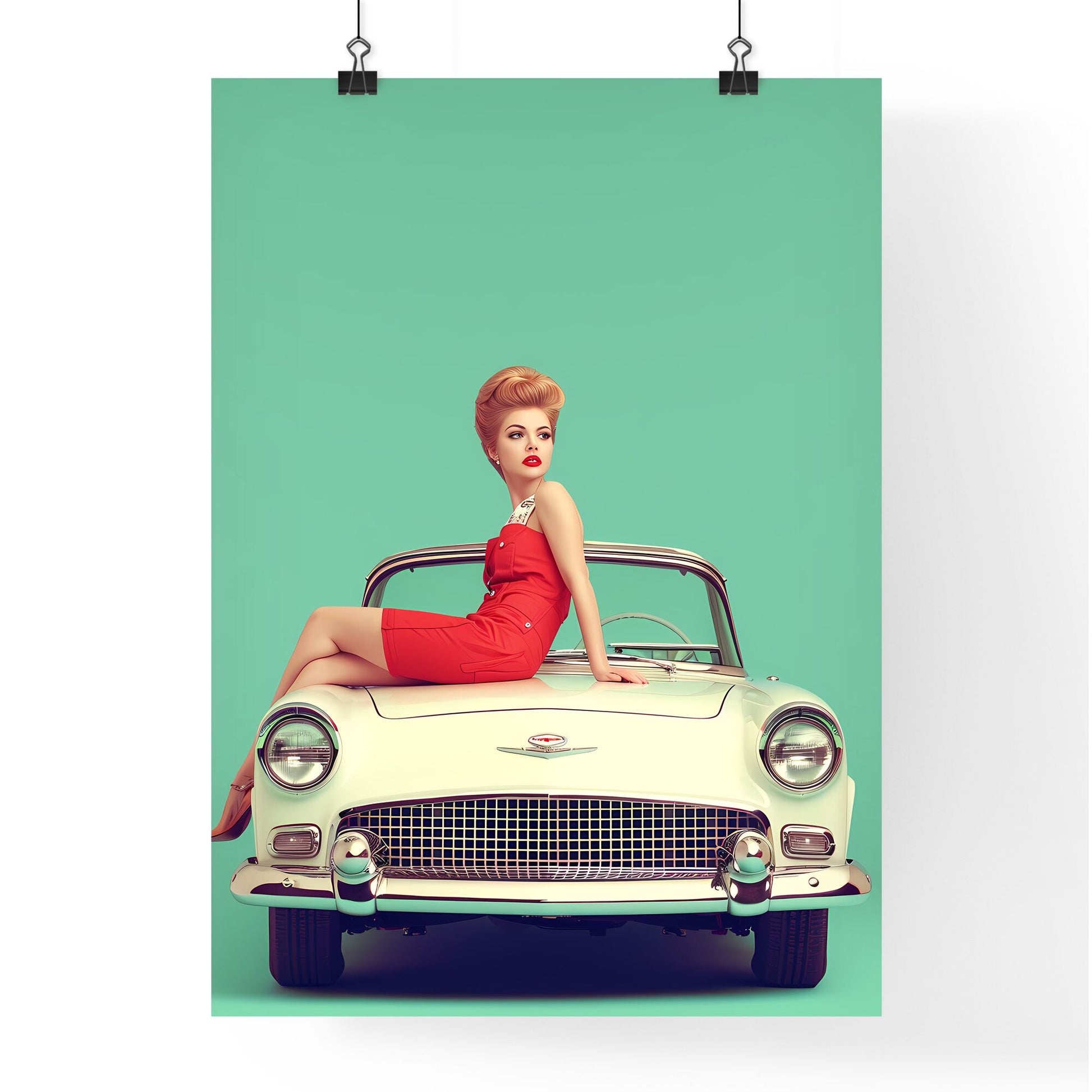 Auto mechanic - Art print of a woman sitting on a car Default Title