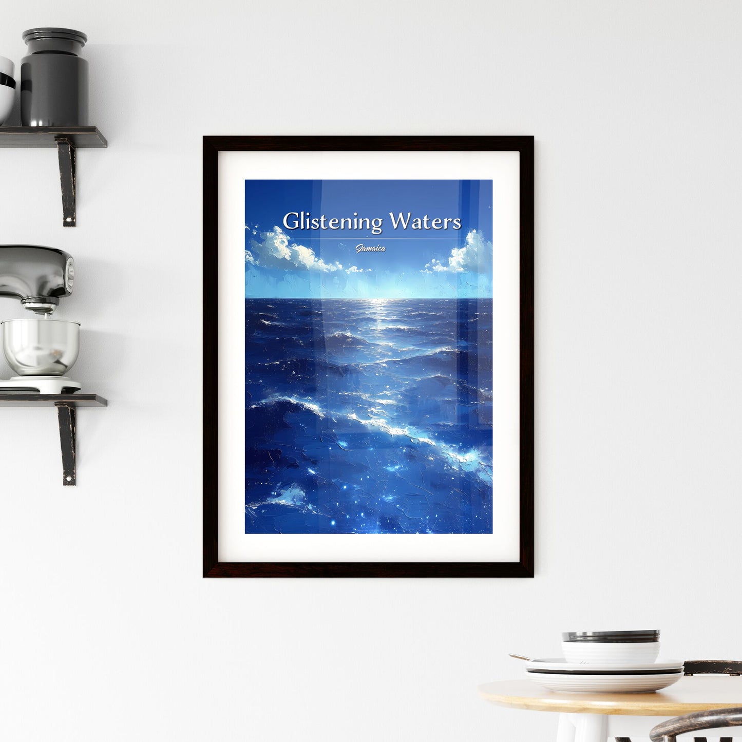 Glistening Waters Luminous Lagoon, Jamaica - Art print of a blue ocean with white clouds Default Title