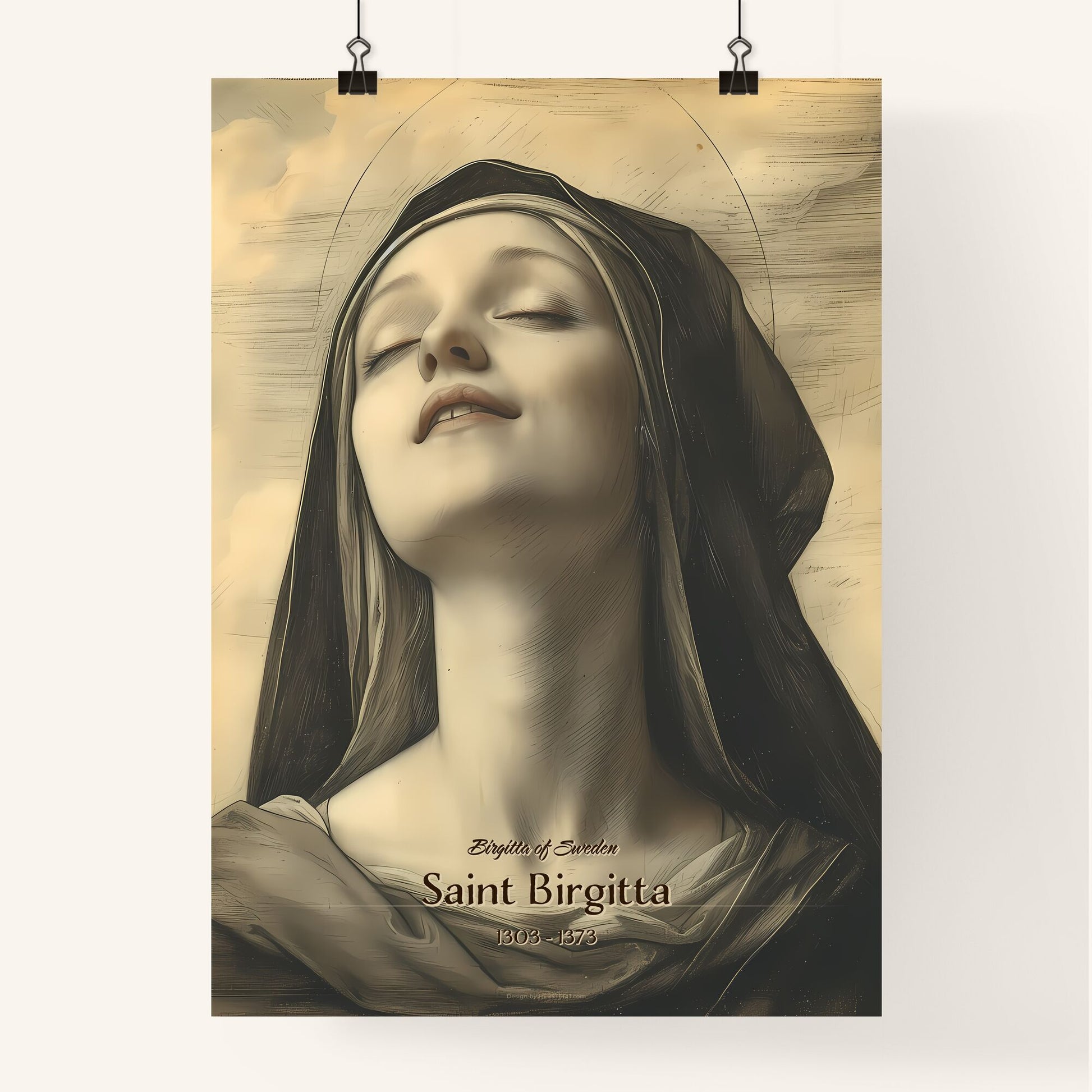 Birgitta of Sweden, Saint Birgitta, 1303 - 1373, A Poster of a woman with her eyes closed Default Title