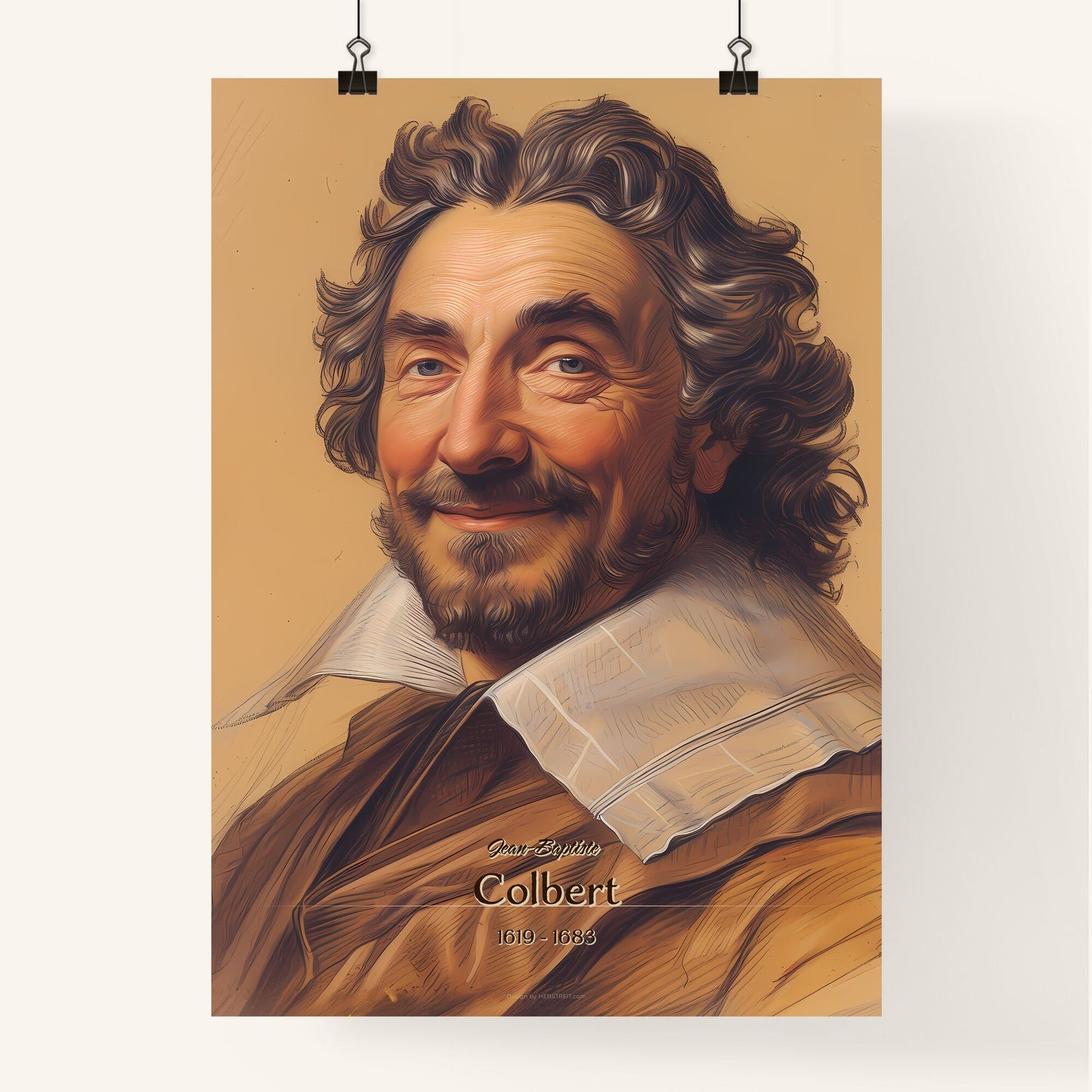 Jean-Baptiste, Colbert, 1619 - 1683, A Poster of a man with curly hair and beard Default Title