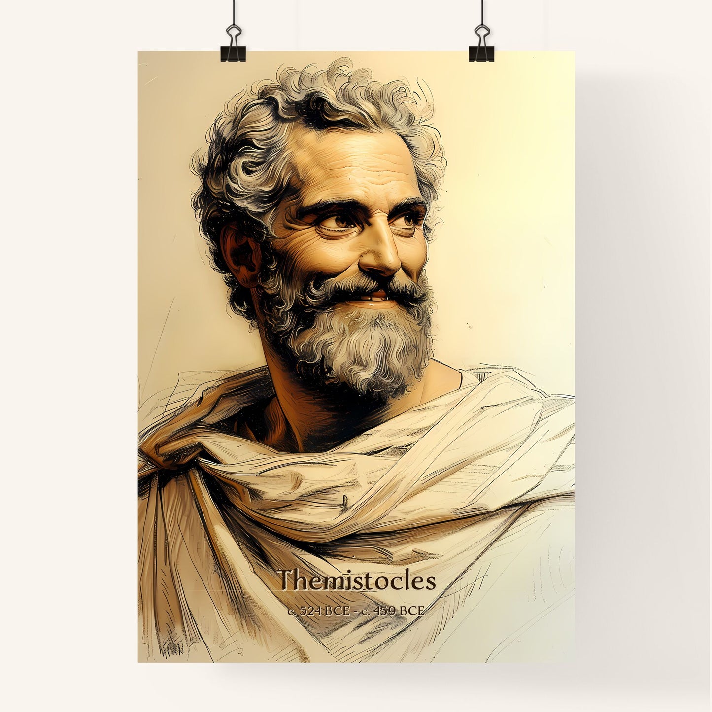 Themistocles, c. 524 BCE - c. 459 BCE, A Poster of a man with a beard and a white robe Default Title