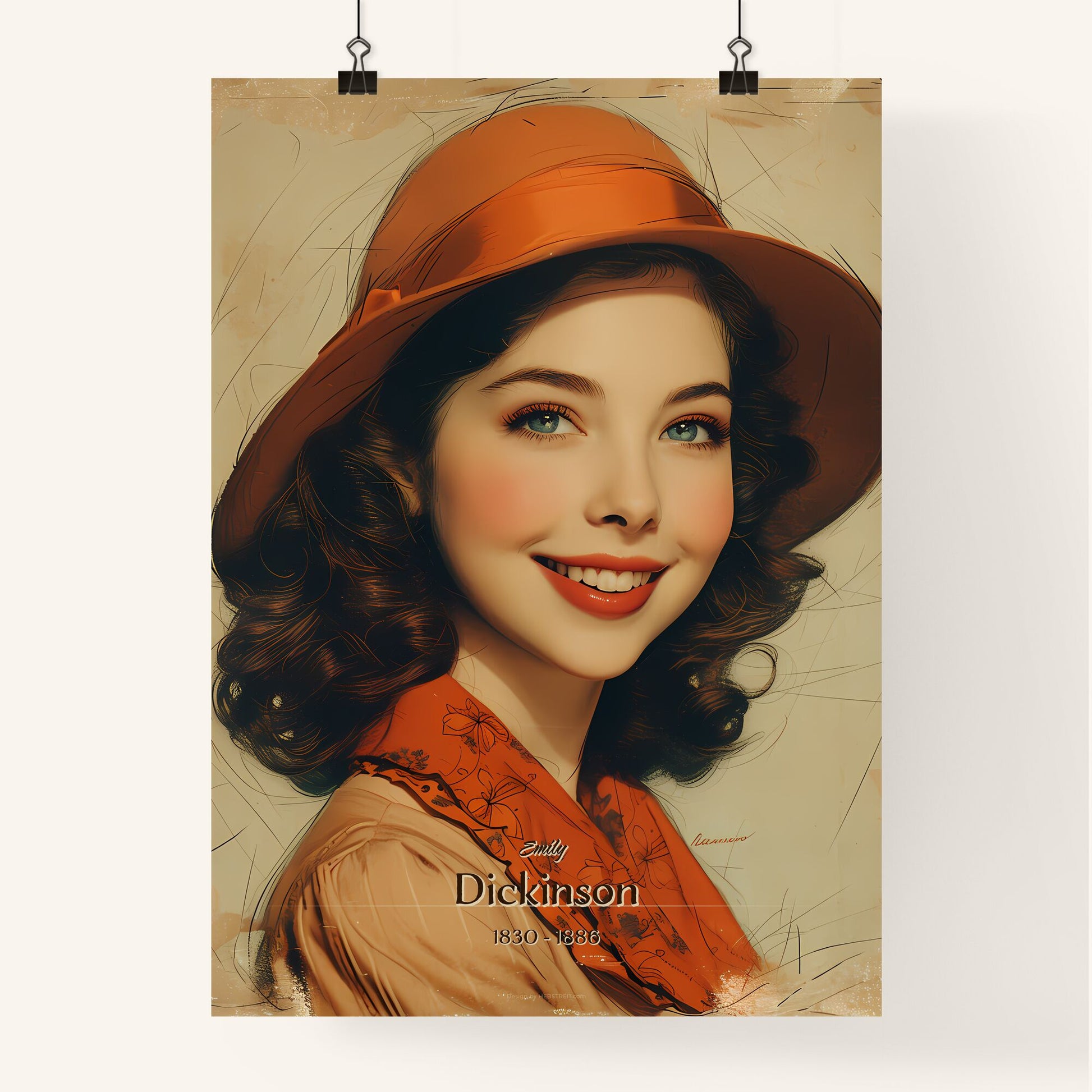 Emily, Dickinson, 1830 - 1886, A Poster of a woman wearing a hat Default Title