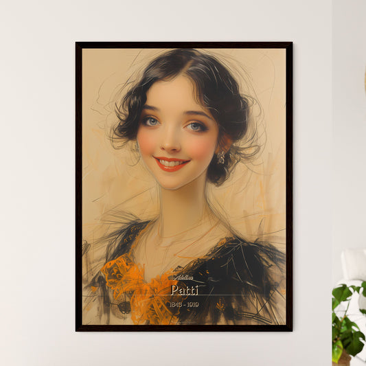 Adelina, Patti, 1843 - 1919, A Poster of a woman with a black and orange dress Default Title