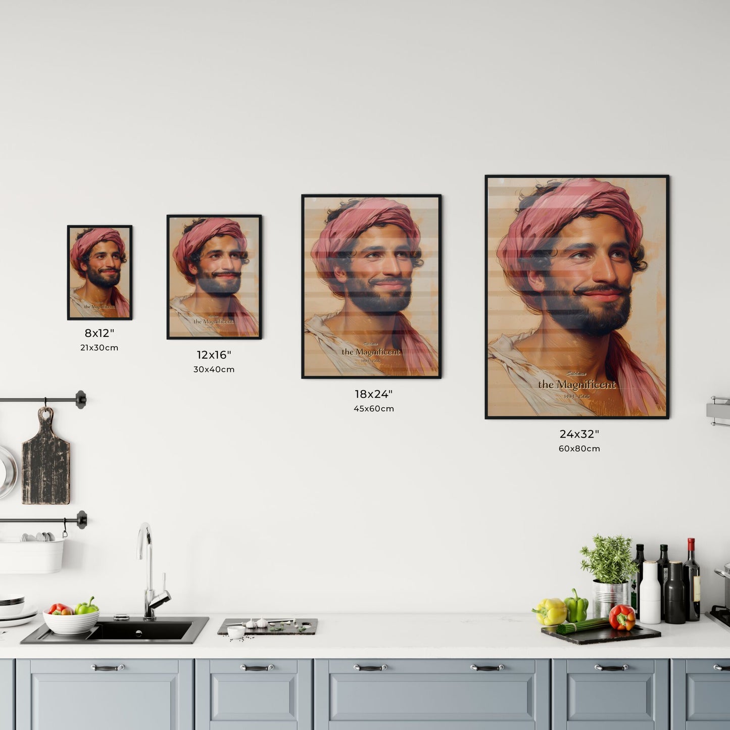 Suleiman, the Magnificent, 1494 - 1566, A Poster of a man with a beard and a pink head wrap Default Title