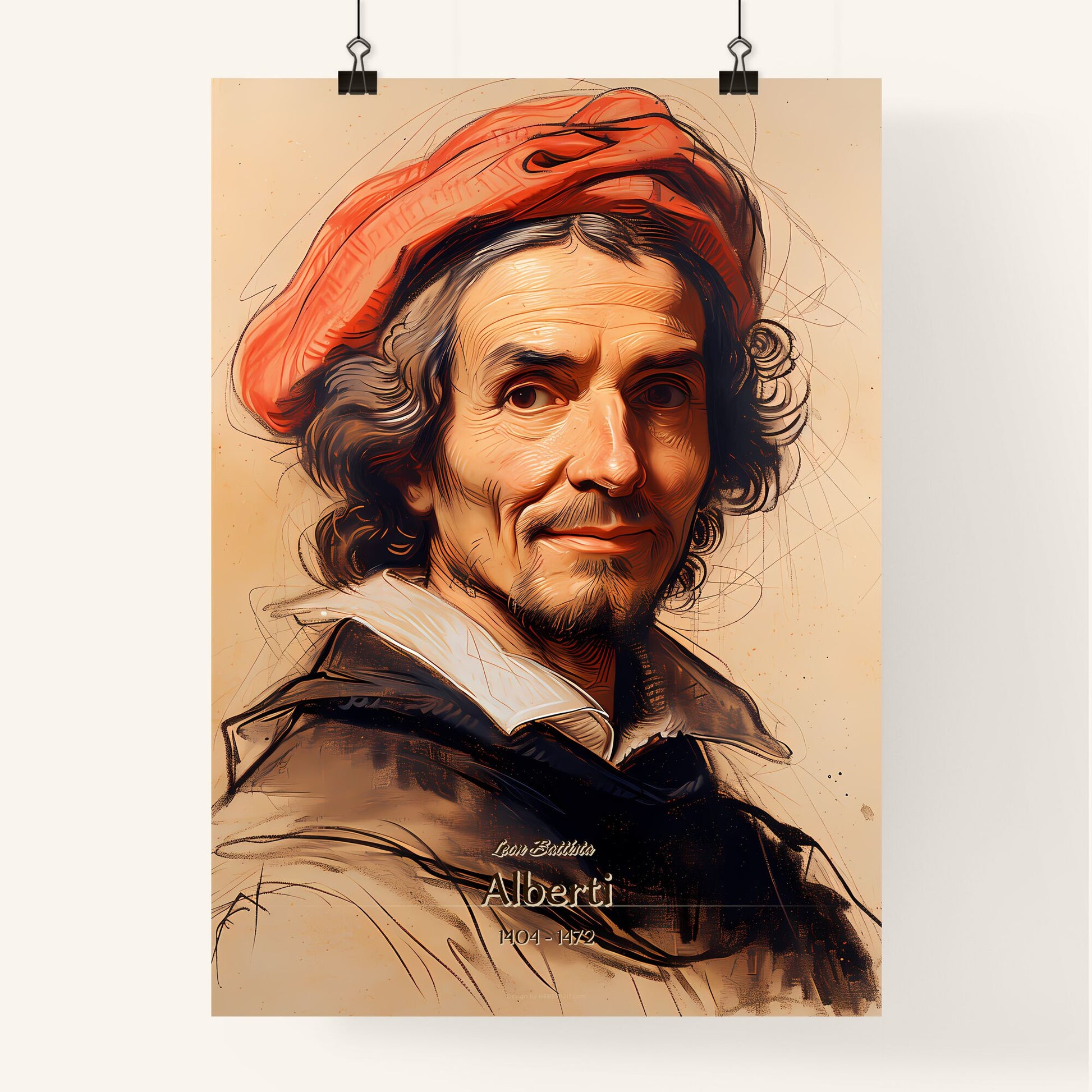 Leon Battista, Alberti, 1404 - 1472, A Poster of a man with a red hat Default Title