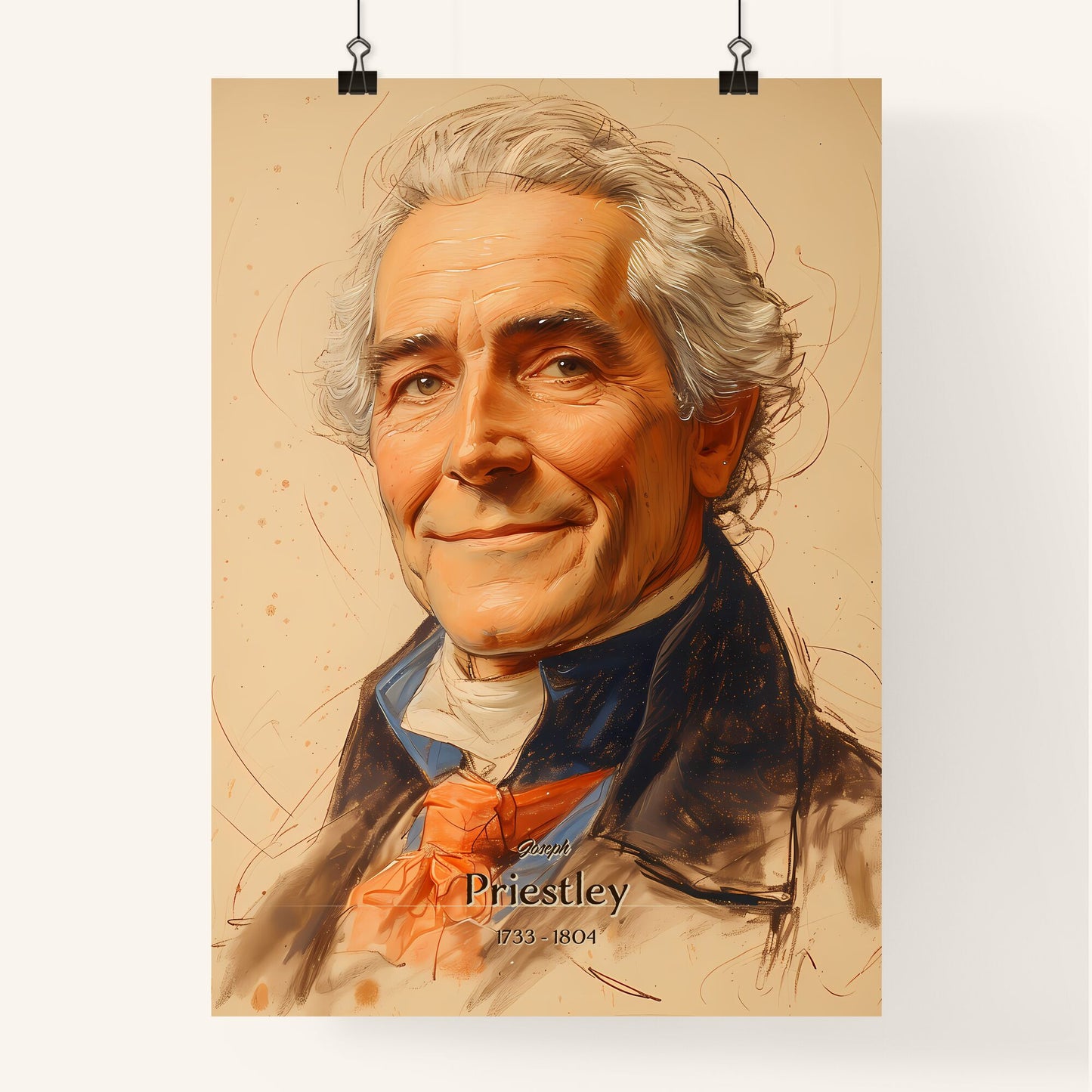 Joseph, Priestley, 1733 - 1804, A Poster of a man with white hair and a red tie Default Title