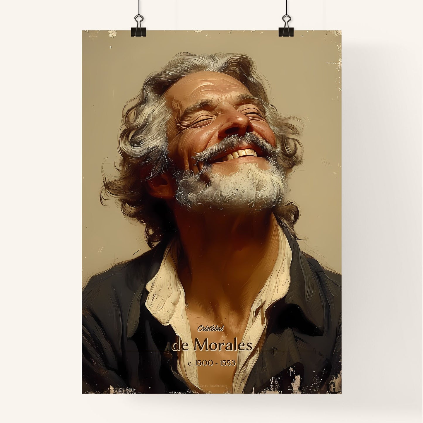 Cristóbal, de Morales, c. 1500 - 1553, A Poster of a man with white hair and beard laughing Default Title