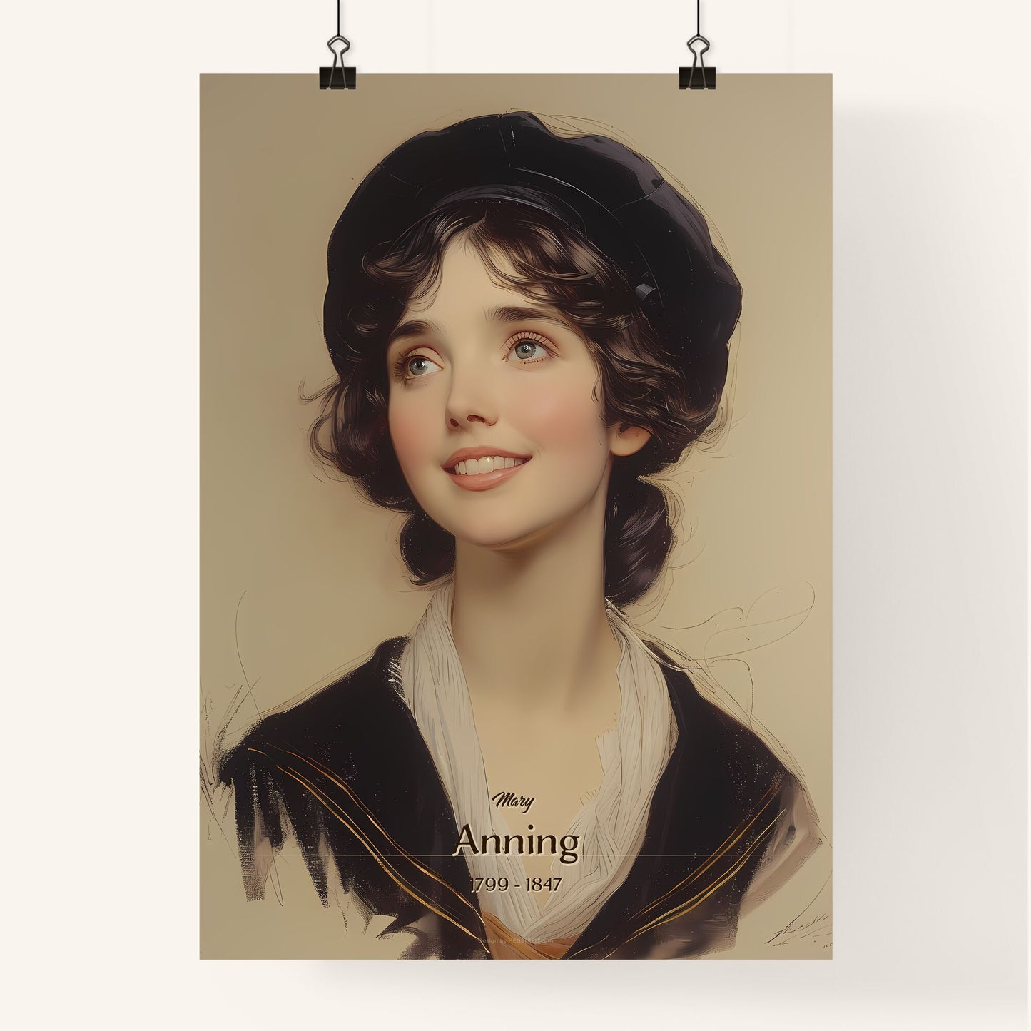 Mary, Anning, 1799 - 1847, A Poster of a woman in a hat Default Title